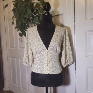 ASOS Yellow Tie Floral Blouse